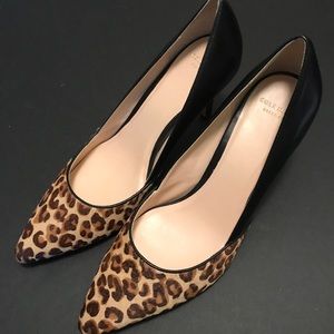 Leopard and leather 3 inch pump.